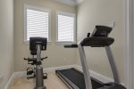 Get your morning workout in on the second floor in your own fitness room with a treadmill and stationary bike